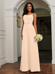 Lace Appliqued  Backless Chiffon A-Line Dress Peach Plus Size