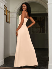 Lace Appliqued  Backless Chiffon A-Line Dress Peach Plus Size