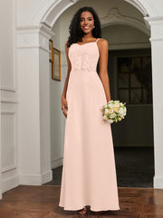 Lace Appliqued  Backless Chiffon A-Line Dress Pearl Pink Plus Size