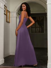 Lace Appliqued  Backless Chiffon A-Line Dress Plum