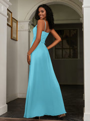 Lace Appliqued  Backless Chiffon A-Line Dress Pool Plus Size