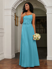 Lace Appliqued  Backless Chiffon A-Line Dress Pool Plus Size