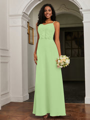 Lace Appliqued  Backless Chiffon A-Line Dress Sage Plus Size