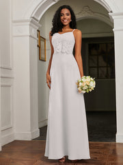 Lace Appliqued  Backless Chiffon A-Line Dress Silver