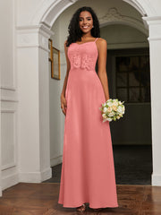 Lace Appliqued  Backless Chiffon A-Line Dress Sunset