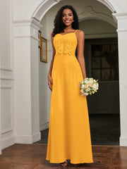 Lace Appliqued  Backless Chiffon A-Line Dress Tangerine