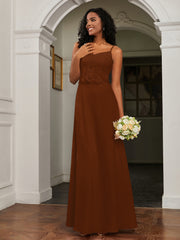 Lace Appliqued  Backless Chiffon A-Line Dress Terracotta