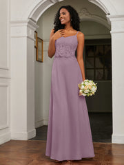 Lace Appliqued  Backless Chiffon A-Line Dress Vintage Mauve