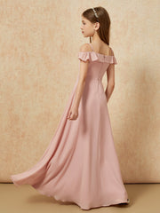Off-the-shoulder A-Line Junior Bridesmaid Dresses Dusty Rose