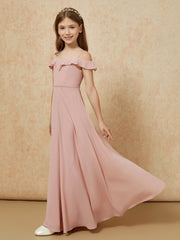 Off-the-shoulder A-Line Junior Bridesmaid Dresses Dusty Rose