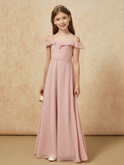 Off-the-shoulder A-Line Junior Bridesmaid Dresses Dusty Rose