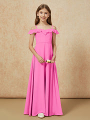 Off-the-shoulder A-Line Junior Bridesmaid Dresses Azalea
