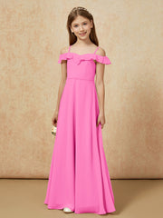 Off-the-shoulder A-Line Junior Bridesmaid Dresses Azalea