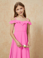 Off-the-shoulder A-Line Junior Bridesmaid Dresses Azalea