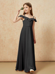 Off-the-shoulder A-Line Junior Bridesmaid Dresses Black
