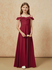 Off-the-shoulder A-Line Junior Bridesmaid Dresses Burgundy