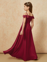 Off-the-shoulder A-Line Junior Bridesmaid Dresses Burgundy
