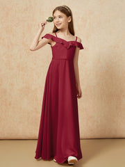 Off-the-shoulder A-Line Junior Bridesmaid Dresses Burgundy