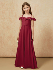 Off-the-shoulder A-Line Junior Bridesmaid Dresses Burgundy
