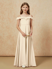 Off-the-shoulder A-Line Junior Bridesmaid Dresses Champagne
