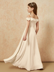 Off-the-shoulder A-Line Junior Bridesmaid Dresses Champagne
