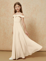 Off-the-shoulder A-Line Junior Bridesmaid Dresses Champagne