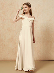 Off-the-shoulder A-Line Junior Bridesmaid Dresses Champagne