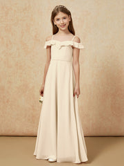 Off-the-shoulder A-Line Junior Bridesmaid Dresses Champagne