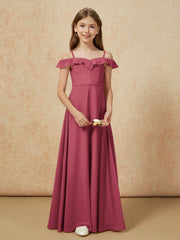 Off-the-shoulder A-Line Junior Bridesmaid Dresses Cinnamon Rose