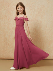 Off-the-shoulder A-Line Junior Bridesmaid Dresses Cinnamon Rose
