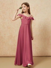 Off-the-shoulder A-Line Junior Bridesmaid Dresses Cinnamon Rose