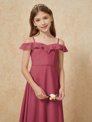 Off-the-shoulder A-Line Junior Bridesmaid Dresses Cinnamon Rose