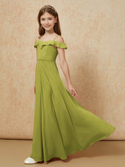 Off-the-shoulder A-Line Junior Bridesmaid Dresses Clover