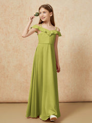 Off-the-shoulder A-Line Junior Bridesmaid Dresses Clover
