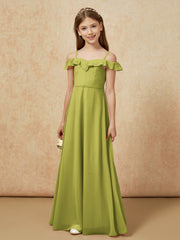 Off-the-shoulder A-Line Junior Bridesmaid Dresses Clover