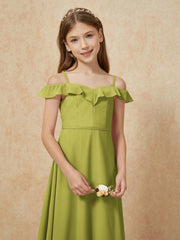 Off-the-shoulder A-Line Junior Bridesmaid Dresses Clover