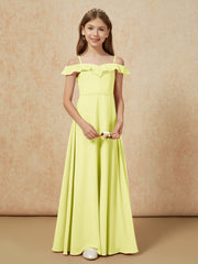 Off-the-shoulder A-Line Junior Bridesmaid Dresses Daffodil