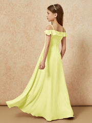 Off-the-shoulder A-Line Junior Bridesmaid Dresses Daffodil