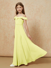 Off-the-shoulder A-Line Junior Bridesmaid Dresses Daffodil