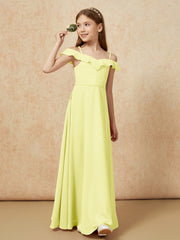Off-the-shoulder A-Line Junior Bridesmaid Dresses Daffodil