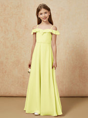 Off-the-shoulder A-Line Junior Bridesmaid Dresses Daffodil
