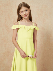 Off-the-shoulder A-Line Junior Bridesmaid Dresses Daffodil