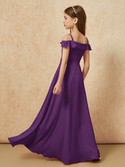 Off-the-shoulder A-Line Junior Bridesmaid Dresses Grape