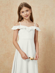Off-the-shoulder A-Line Junior Bridesmaid Dresses Ivory