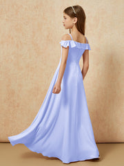 Off-the-shoulder A-Line Junior Bridesmaid Dresses Lavender