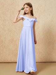 Off-the-shoulder A-Line Junior Bridesmaid Dresses Lavender