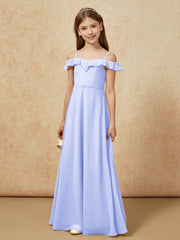 Off-the-shoulder A-Line Junior Bridesmaid Dresses Lavender