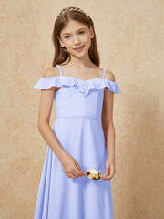 Off-the-shoulder A-Line Junior Bridesmaid Dresses Lavender