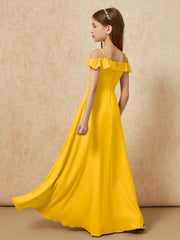 Off-the-shoulder A-Line Junior Bridesmaid Dresses Marigold