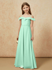 Off-the-shoulder A-Line Junior Bridesmaid Dresses Mint Green